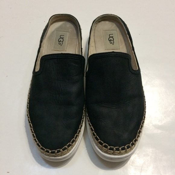 UGG Shoes - UGG Caleel Black Leather Espadrille Sneakers
